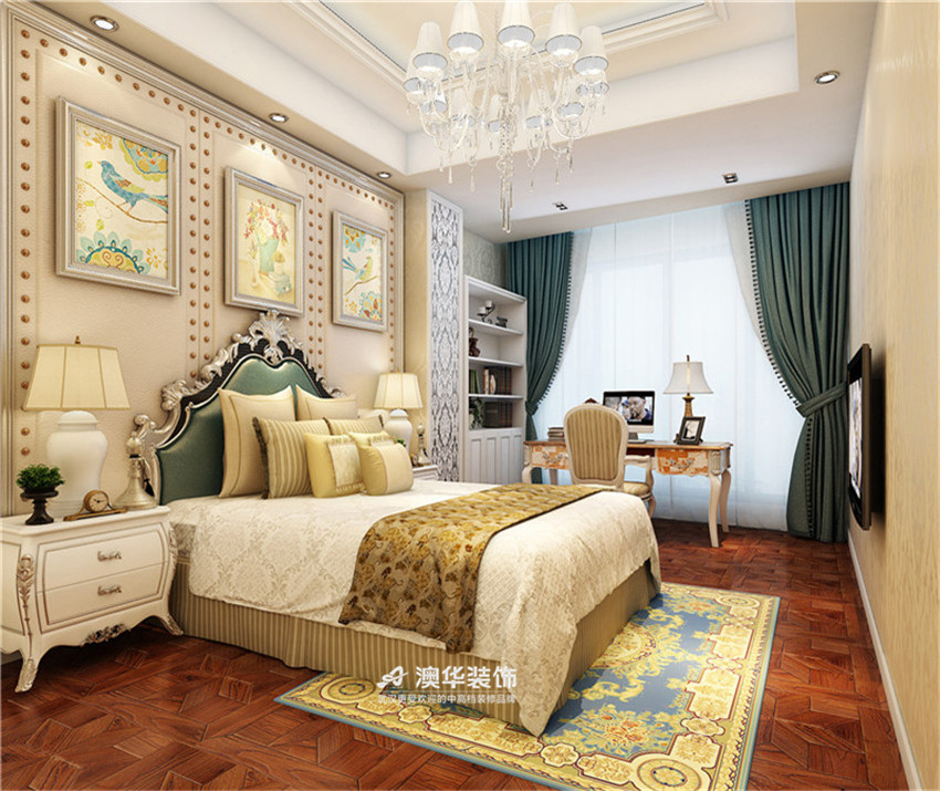 美式 混搭 复式 卧室图片来自澳华装饰有限公司在福星惠誉东澜岸 · 美式奢华乐章的分享