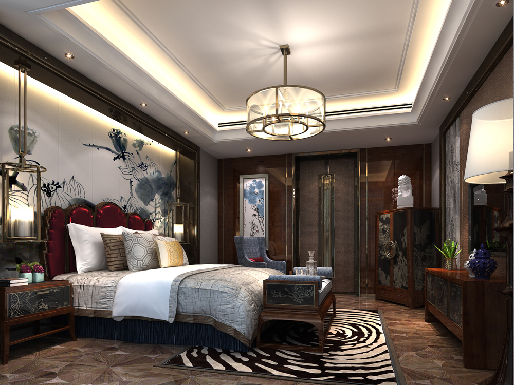 别墅 中式 典雅 水墨 古风 卧室图片来自tjsczs88在水墨祥云，中式古典的分享