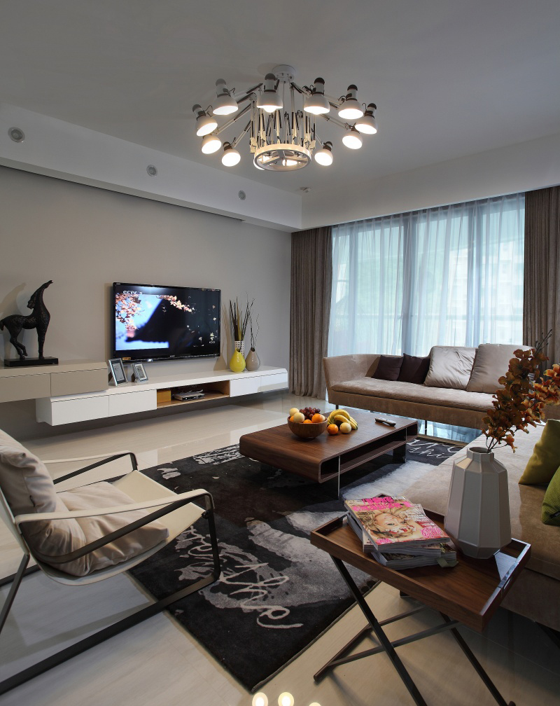 公寓 四居 收纳 现代简约 客厅图片来自张勇高级室内设计师在恒大华府现代简约设计案例效果的分享