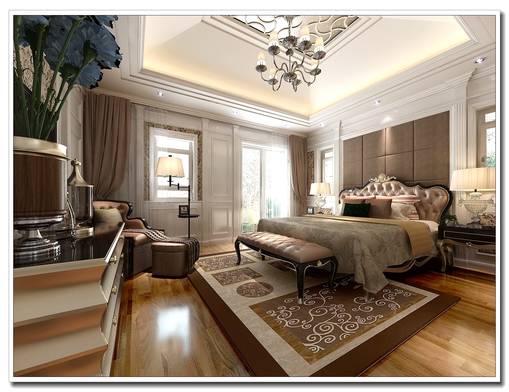 申远设计 欧式 长泰西郊 简欧 别墅 装修 设计 卧室图片来自申远-小申在长泰西郊 奢华欧式效果的分享