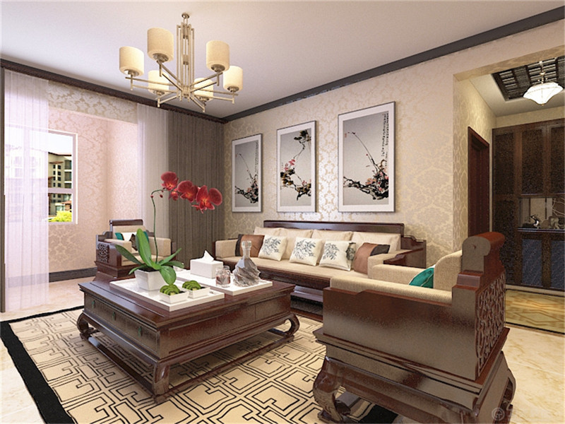客厅图片来自阳光力天装饰在新中式风格 玺岳  138㎡的分享
