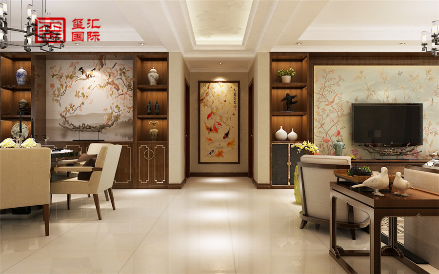 中式 五居室 大户型 玺汇国际装 收纳 客厅图片来自河北玺汇国际装饰公司在华堂聚瑞170平中式风格的分享