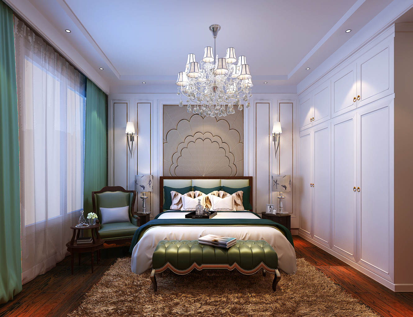 美式 卧室图片来自阿布的小茅屋15034052435在昌盛双喜城180平米--美式装修的分享