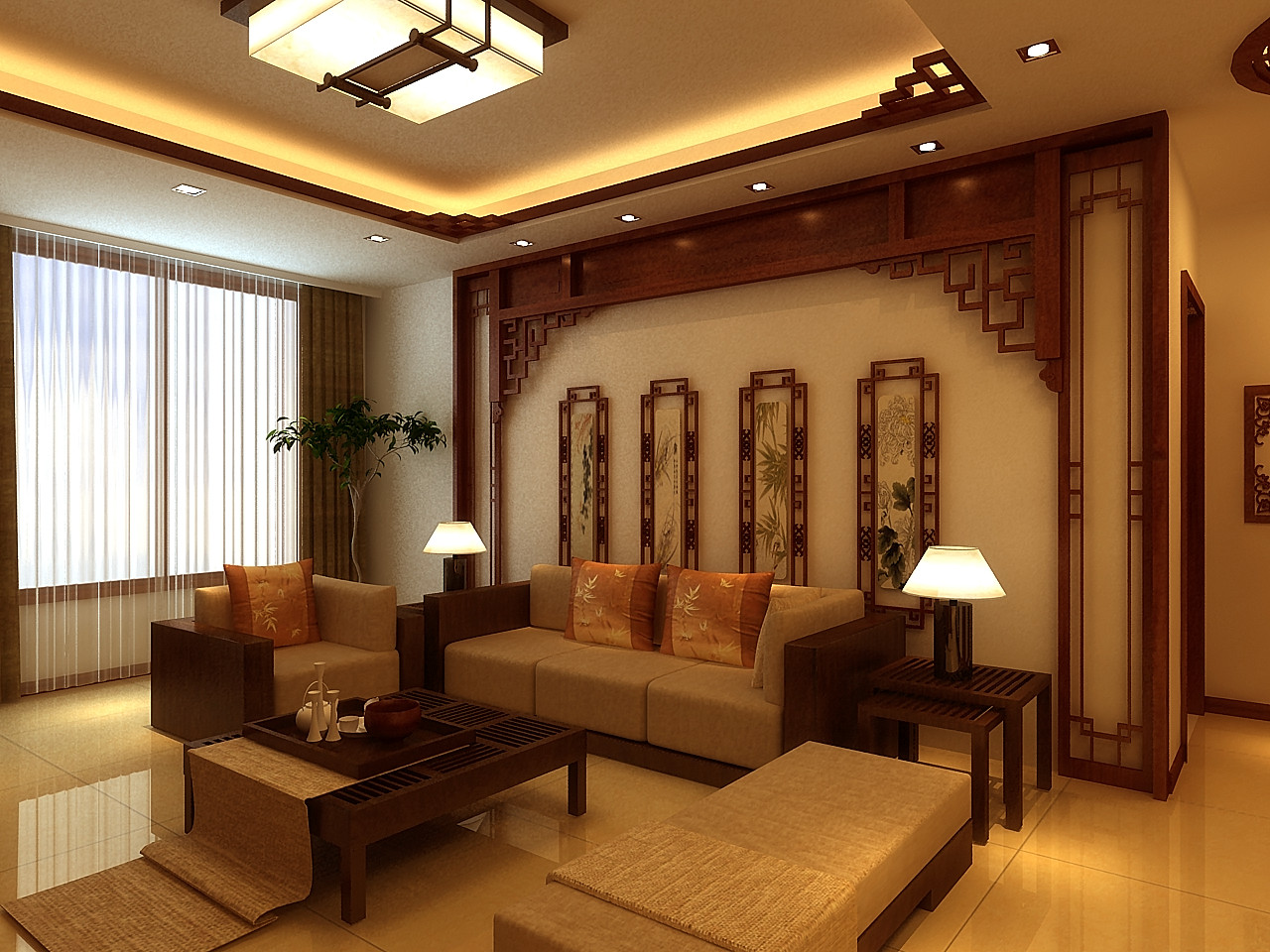 中式 稳重 平静 二居 经典 客厅图片来自天津京尚装饰在京尚装饰-北宁湾-中式两居98㎡的分享