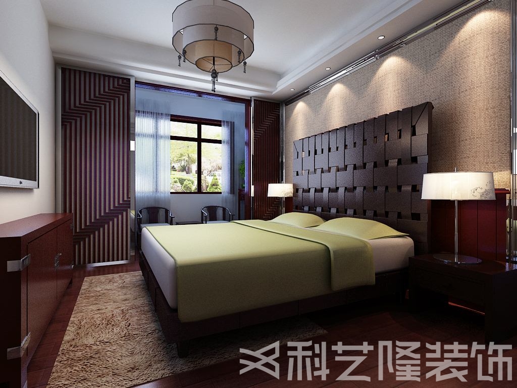 卧室图片来自天津科艺隆装饰在国耀上河城—新中式—91.43㎡的分享