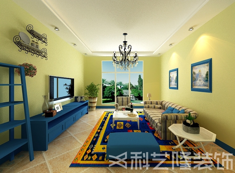 客厅图片来自天津科艺隆装饰在广德园—地中海风格—100.83㎡的分享