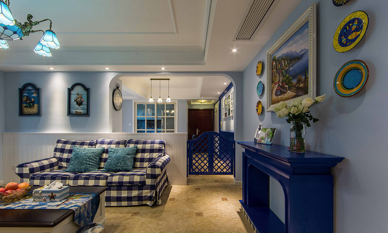 客厅图片来自家装大管家在88平地中海风格居 静谧蔚蓝港湾的分享
