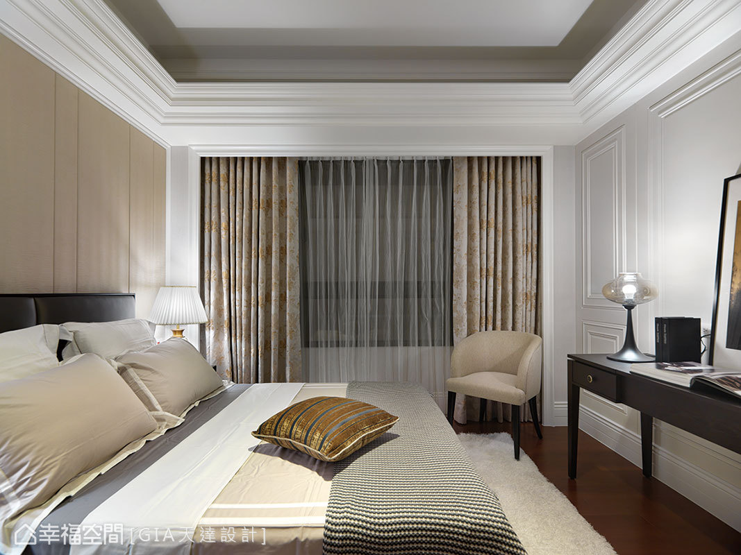 新古典 简约 三居 收纳 卧室图片来自幸福空间在巧琢比例 织就时尚古典寓所的分享