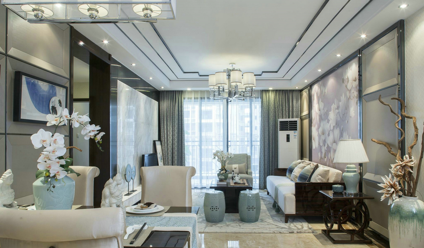 简约 中式 客厅图片来自张勇高级室内设计师在西山意境新中式设计案例效果的分享