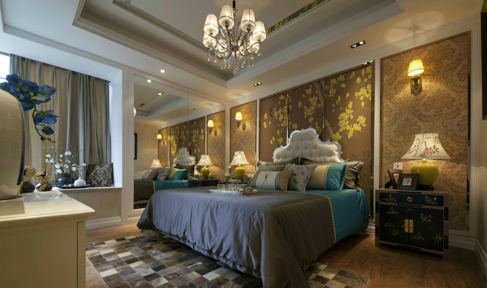 卧室图片来自张勇高级室内设计师在金隅翡丽蓝爵堡新中式设计案例的分享