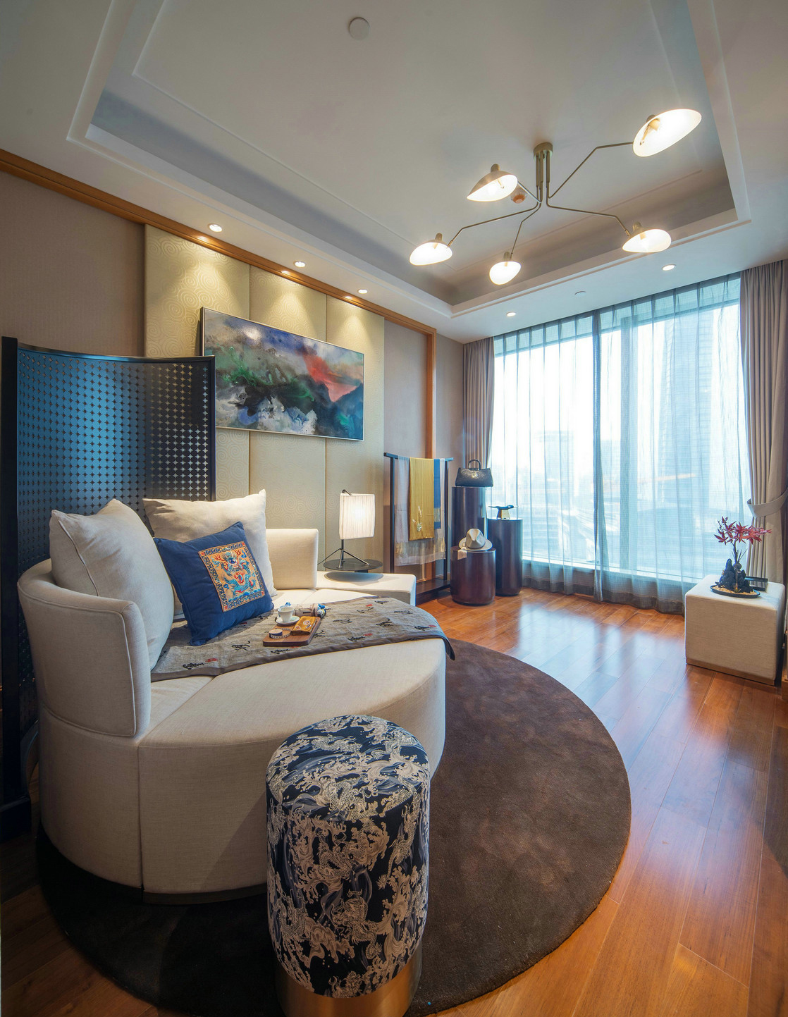 简约 中式 别墅 客厅图片来自张勇高级室内设计师在拉菲水岸新中式设计案例效果的分享