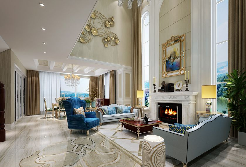 别墅 白领 收纳 小资 80后 客厅图片来自实创装饰完美家装在固安孔雀城450平新古典完美家装的分享