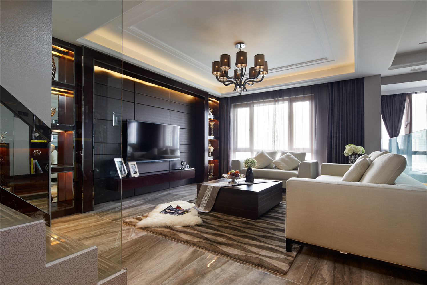 简约 中式 三居 客厅图片来自张勇高级室内设计师在润枫领尚中式设计案例效果展示的分享