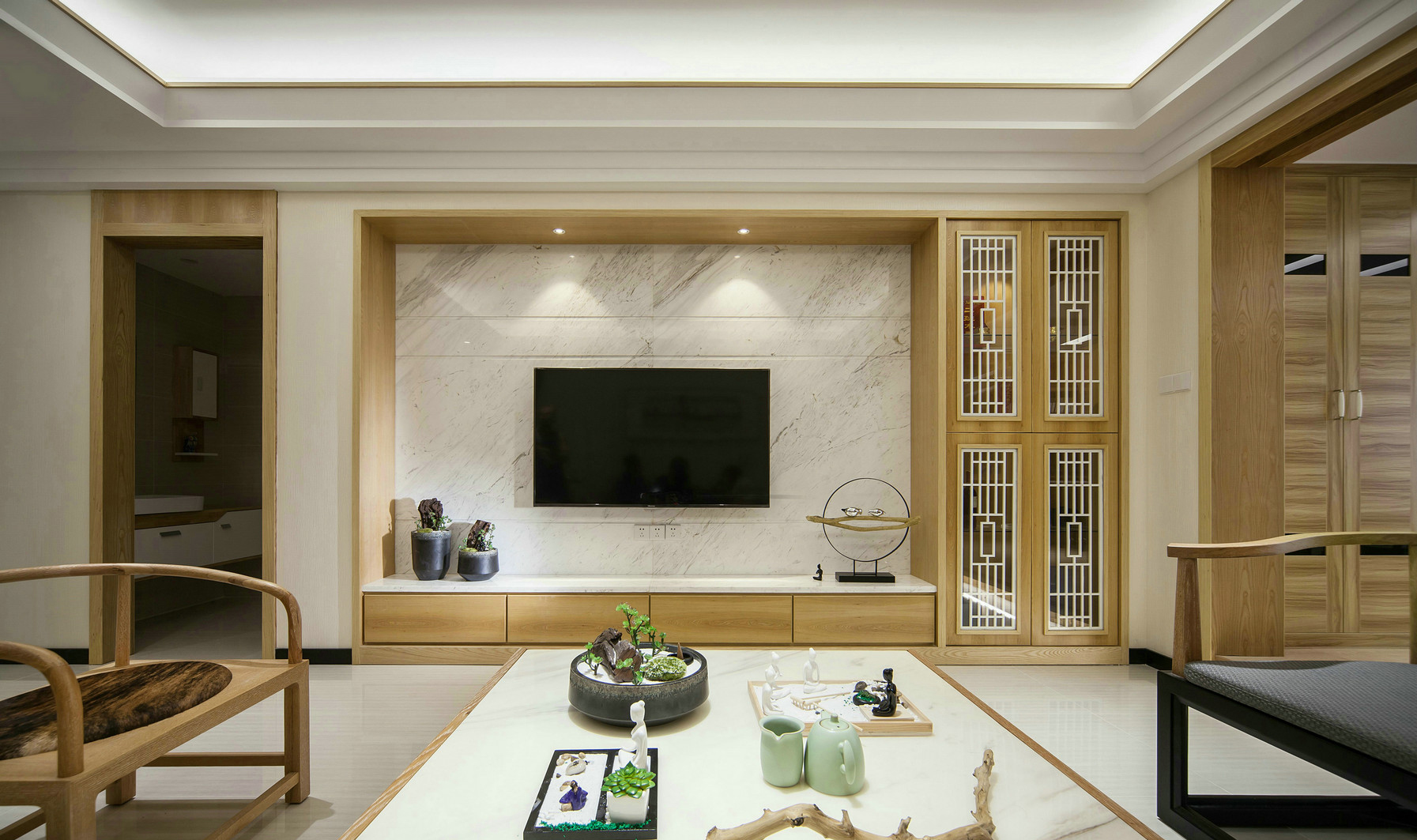 客厅图片来自张勇高级室内设计师在紫辰院中式设计案例效果展示的分享