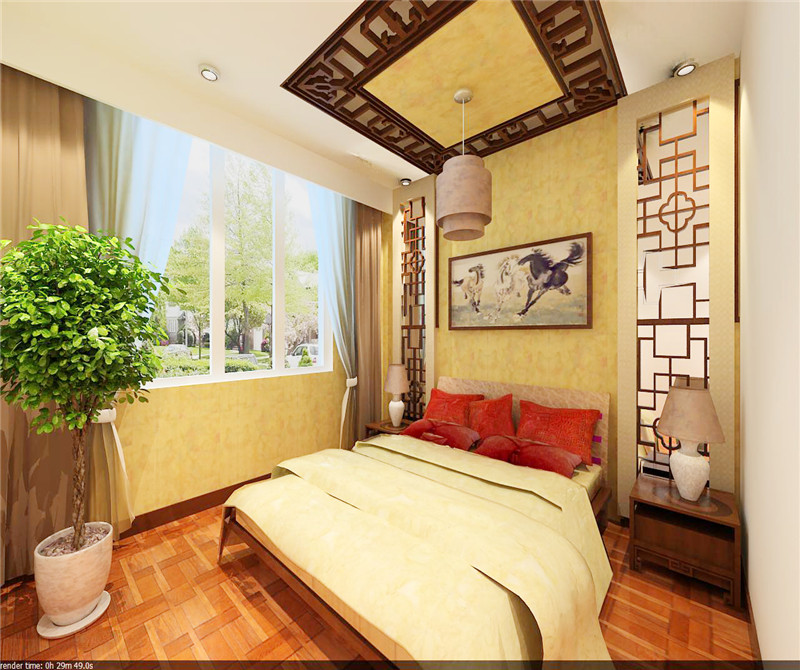 卧室图片来自天津科艺隆装饰在大地12城—中式风格—96㎡的分享