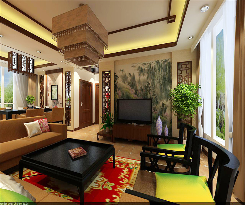 客厅图片来自天津科艺隆装饰在大地12城—中式风格—96㎡的分享