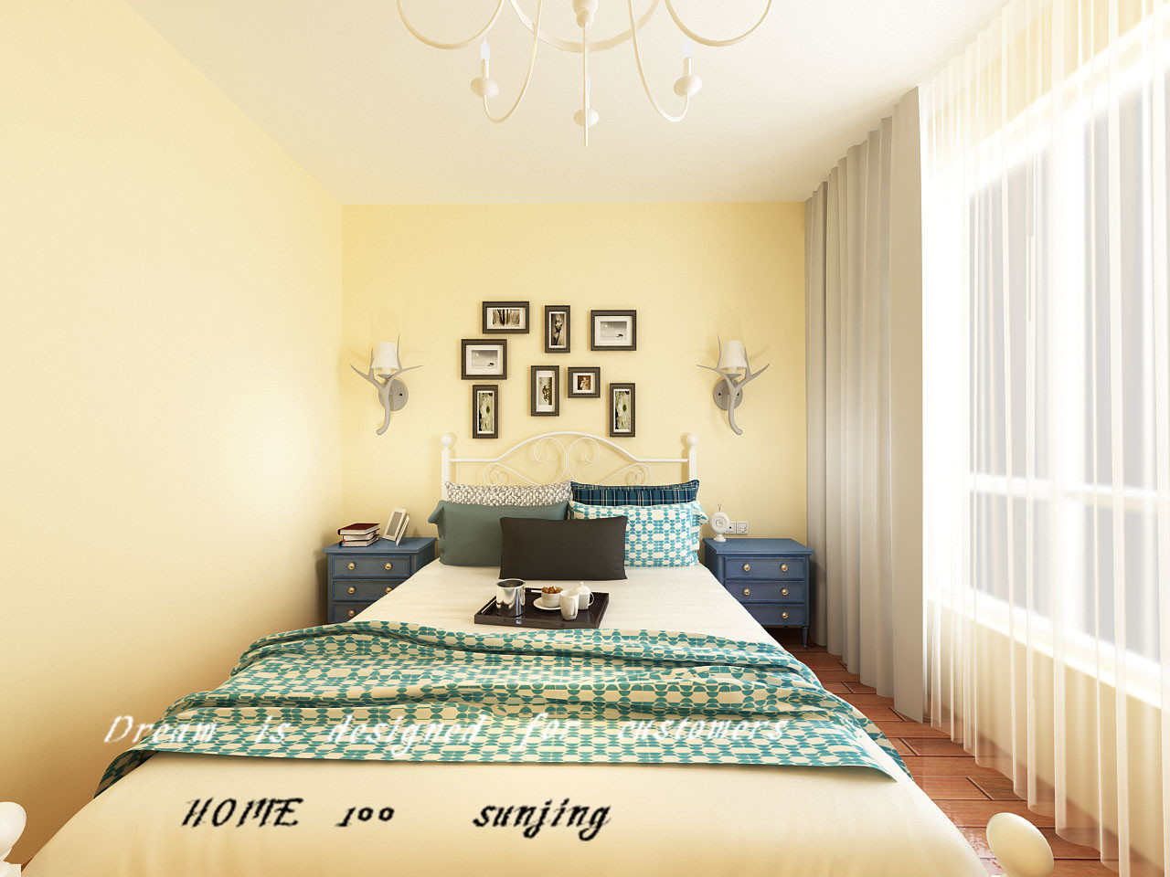 二居 地中海风格 城建南郡 卧室图片来自百家设计小刘在城建南郡78平地中海风格的分享
