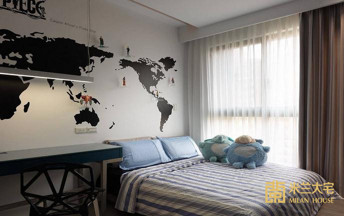 简约 三居 卧室图片来自米兰大宅设计会所在165平方米现代简约三居室的分享