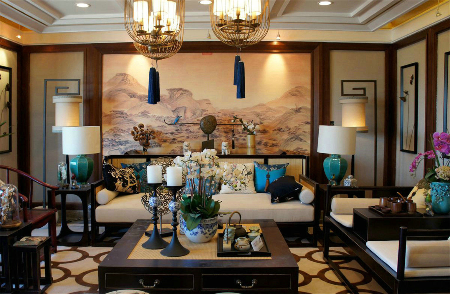 简约 中式 别墅 客厅图片来自张勇高级室内设计师在北京院子中式设计案例展示的分享