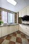 厨房空间
厨房用了耐脏的仿古砖，奶白色的橱柜也非常棒！