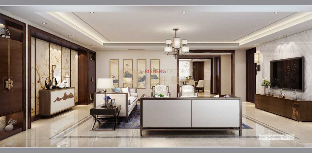 新中式 大平层 装饰公司 日升装修 客厅图片来自日升嬛嬛在280平新中式风格装修的分享
