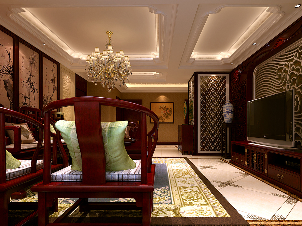 中式 天津 四居室 客厅图片来自tjsczs88在风华绝代，典雅中式的分享