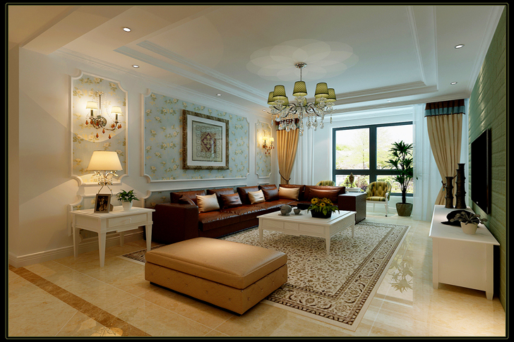 美式 田园 三居 客厅图片来自天津白天鹅装饰工程有限公司在英伦世家140平美式田园的分享