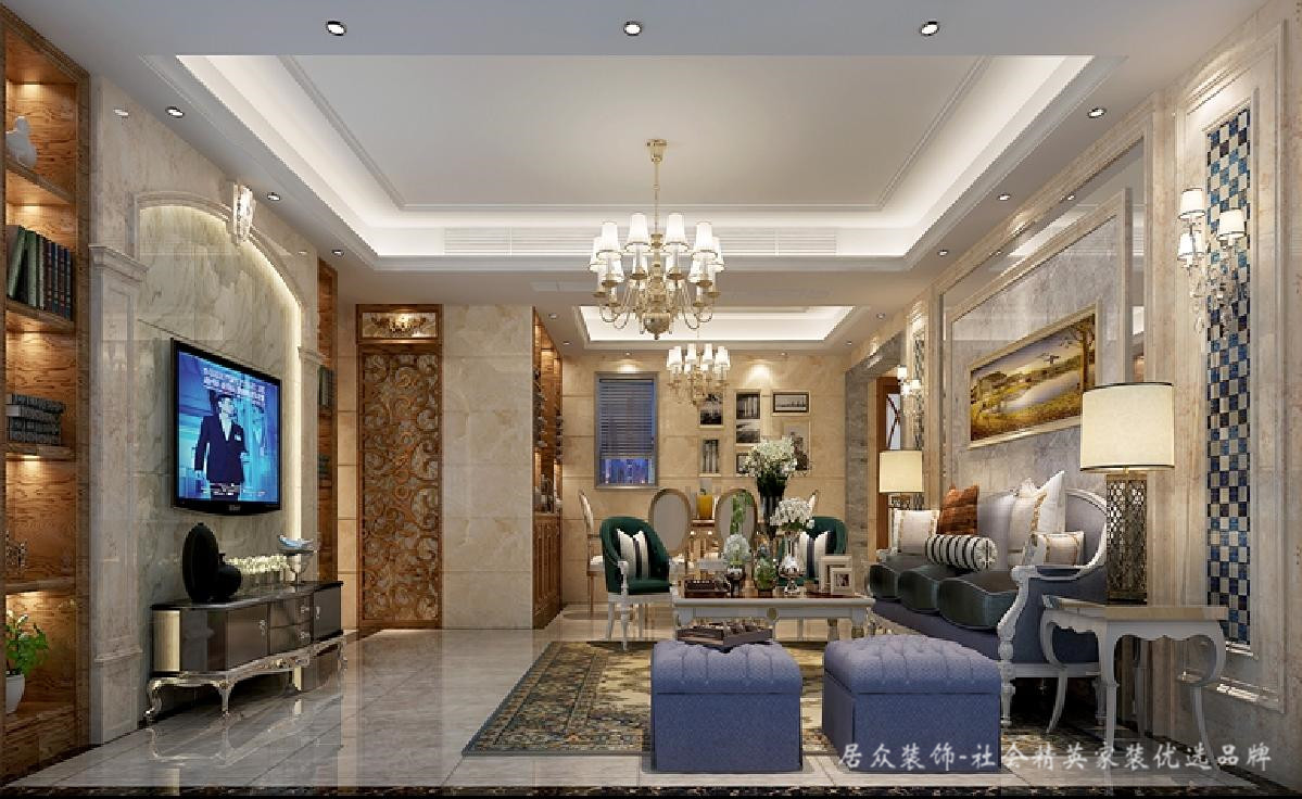 简约 现代 简欧 客厅图片来自深圳居众装饰集团在宽敞整洁之家-简欧160㎡的分享