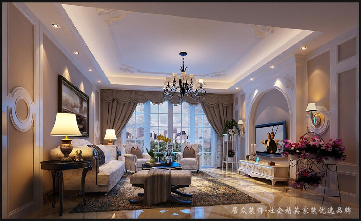 欧式 客厅图片来自深圳居众装饰集团在优雅奢华欧式-深房传麒山179㎡的分享