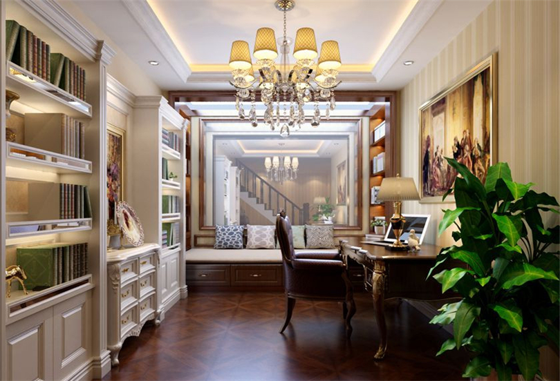 欧式 别墅 白领 收纳 80后 小资 书房图片来自实创装饰完美家装在西山花园220平欧式风格效果图的分享