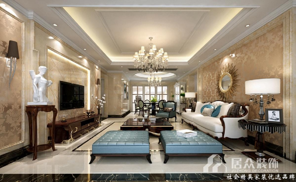 白领 小资 新古典 客厅图片来自重庆居众装饰在雍江御庭-新古典风格-140㎡的分享
