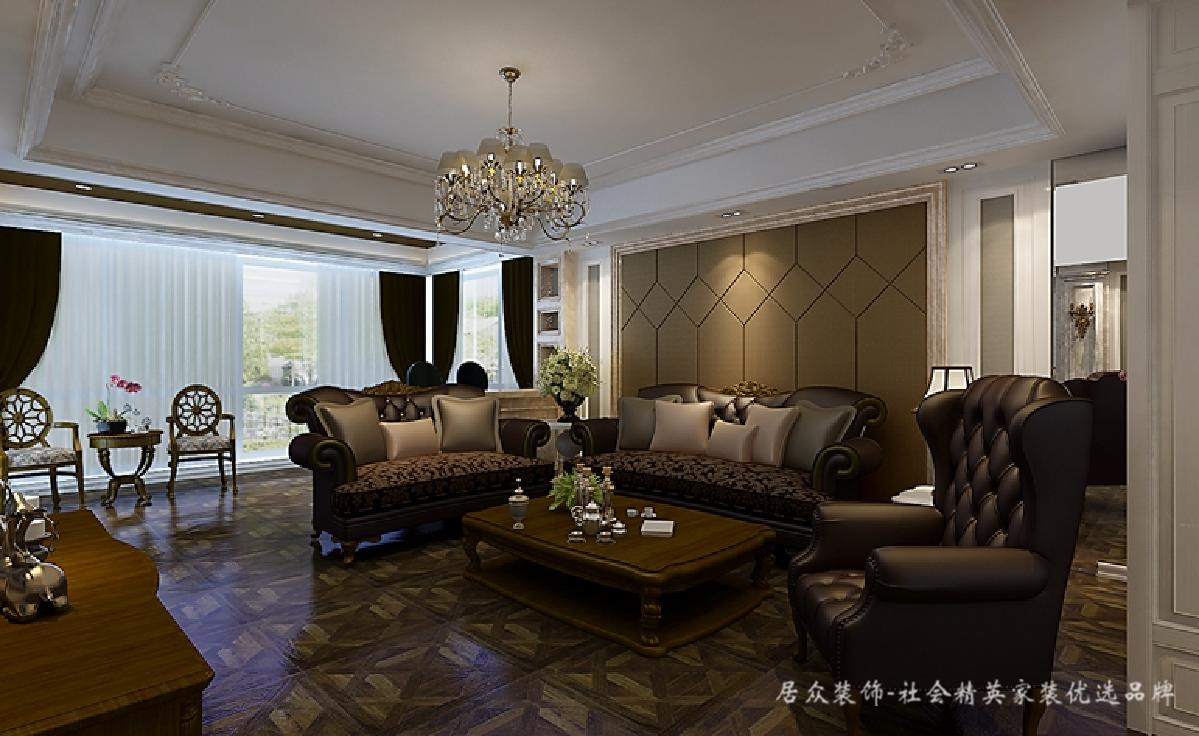 欧式 简欧 客厅图片来自深圳居众装饰集团在沉稳色系欧式风格-华盛盛荟145㎡的分享