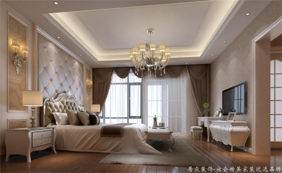 简约 欧式 别墅 小资 卧室图片来自重庆居众装饰在保利高尔夫-欧式风格-325㎡的分享