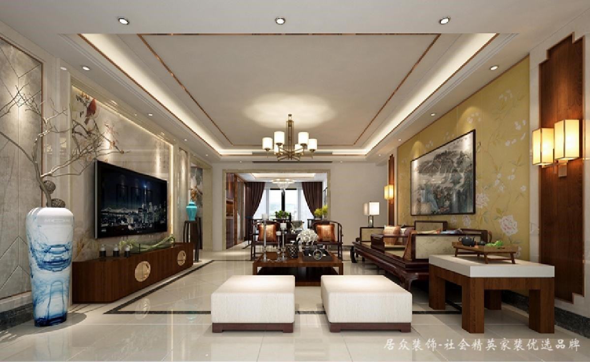 客厅图片来自深圳居众装饰集团在兆阳御花园-中式风格-203平米的分享
