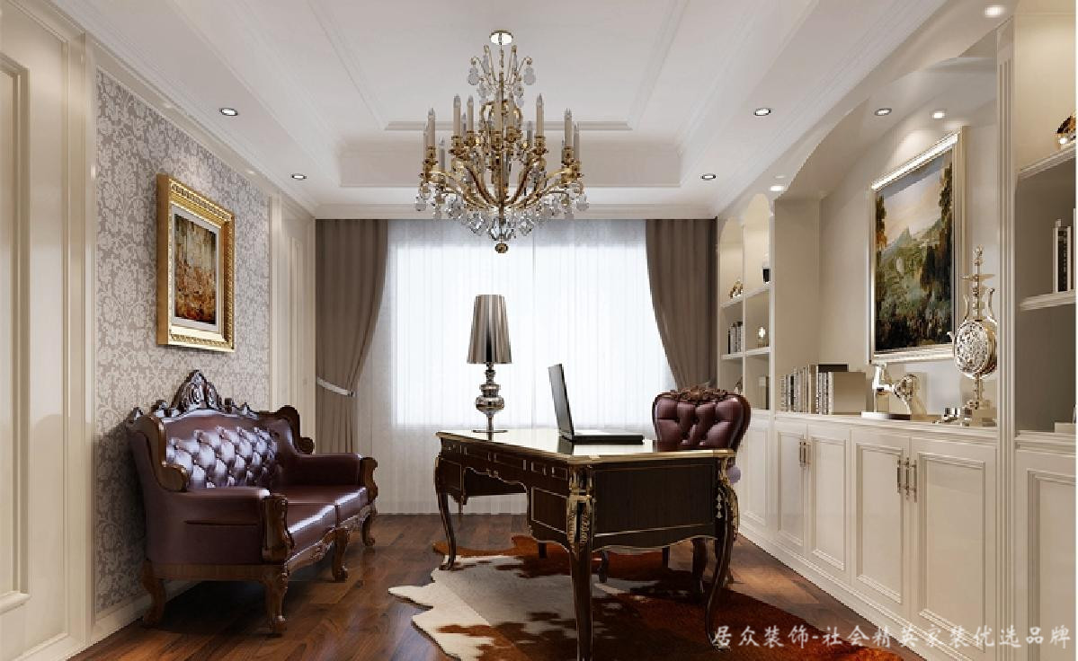 新古典 别墅 典雅 书房图片来自居众装饰长沙分公司在龙湾国际-新古典风格-500㎡的分享