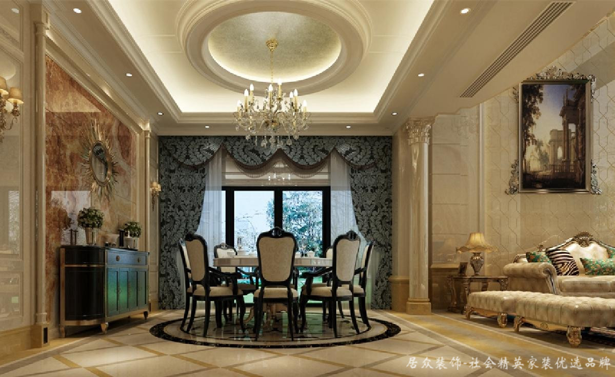 新古典 别墅 典雅 餐厅图片来自居众装饰长沙分公司在龙湾国际-新古典风格-500㎡的分享