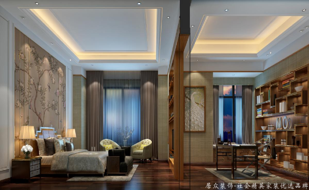 别墅 中式 卧室图片来自gz居众装饰在中式居家之美的分享