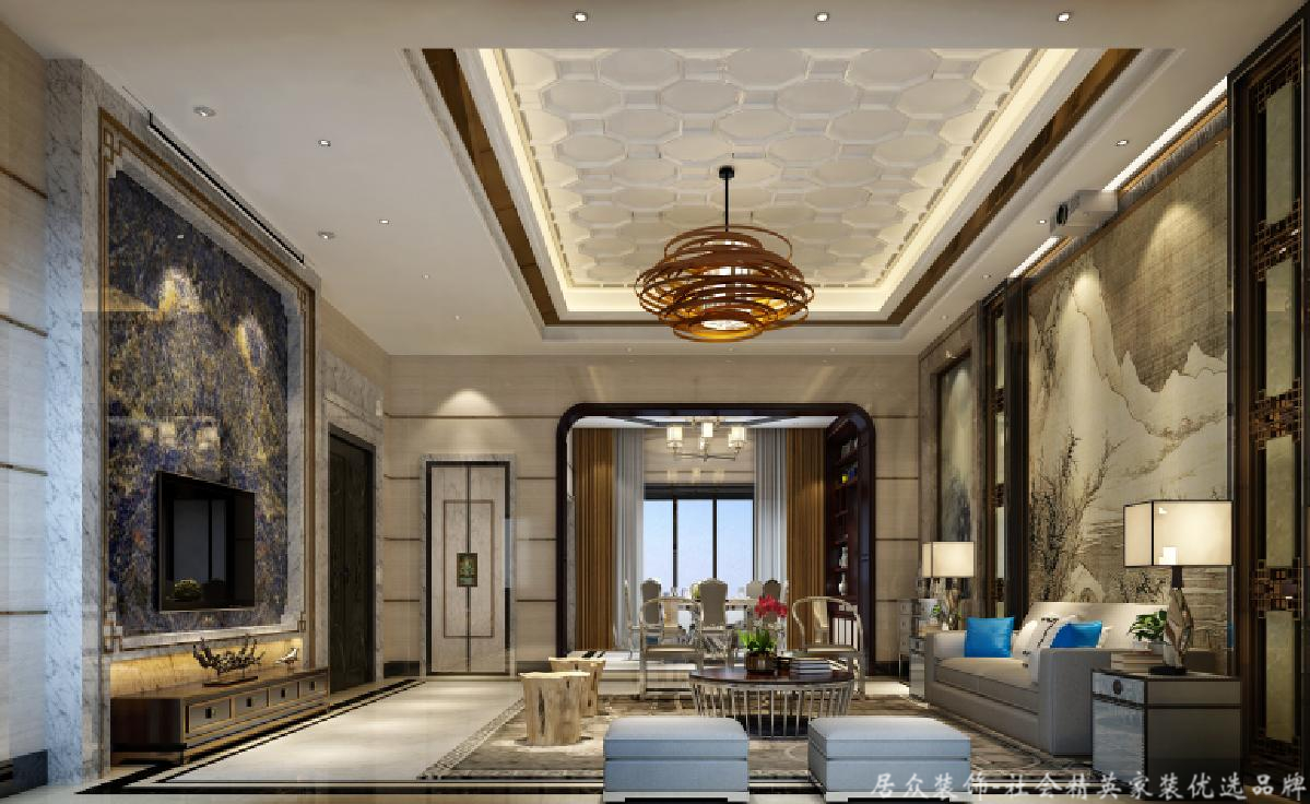 客厅图片来自居众装饰长沙分公司在保利阆峰-中式风格-384㎡的分享