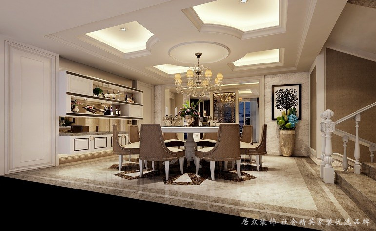 别墅 欧式 明亮 大气 餐厅图片来自深圳居众装饰集团在居众装饰-泛海拉菲-欧式-486平的分享