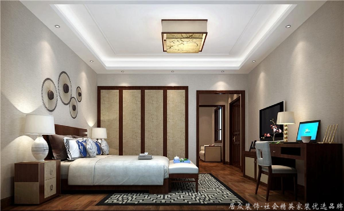 中式 别墅 典雅 卧室图片来自居众装饰长沙分公司在复地崑玉-中式风格-460㎡的分享