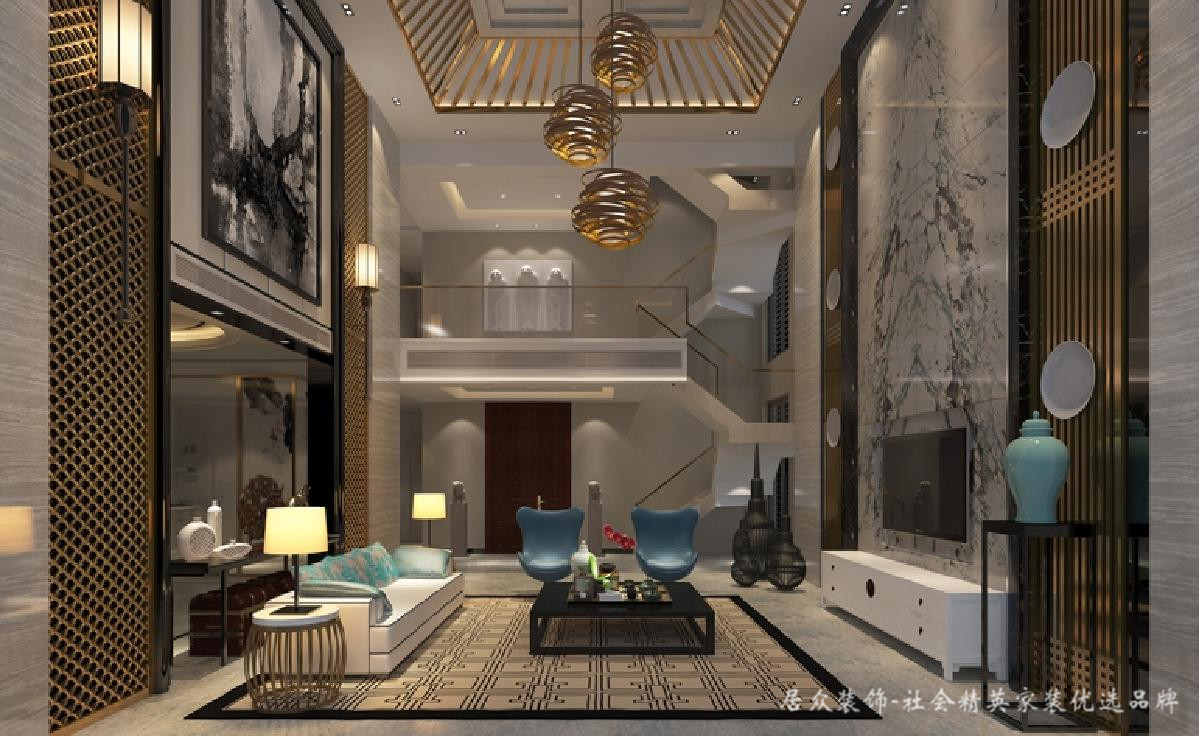 别墅 客厅图片来自深圳居众装饰集团在燕晗山居-中式风格-380平米的分享