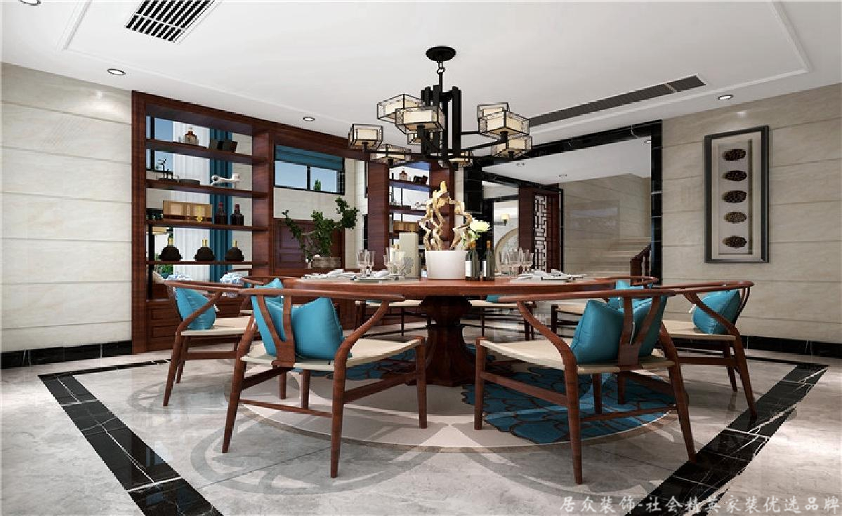 中式 别墅 典雅 餐厅图片来自居众装饰长沙分公司在复地崑玉-中式风格-460㎡的分享