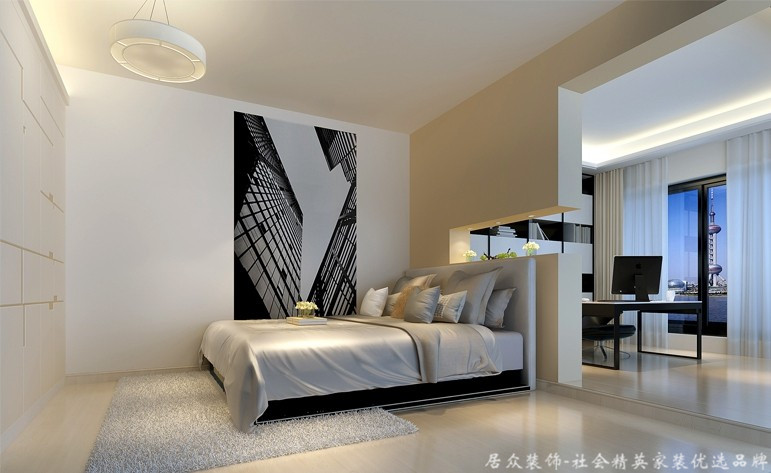 简约 混搭 别墅 卧室图片来自重庆居众装饰在文华熙岸-简约风格-410㎡的分享