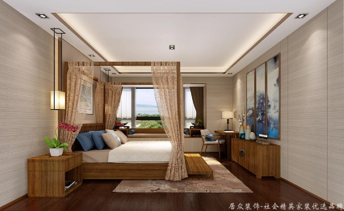 中式 卧室图片来自居众装饰长沙分公司在湘江豪庭-中式-四居的分享