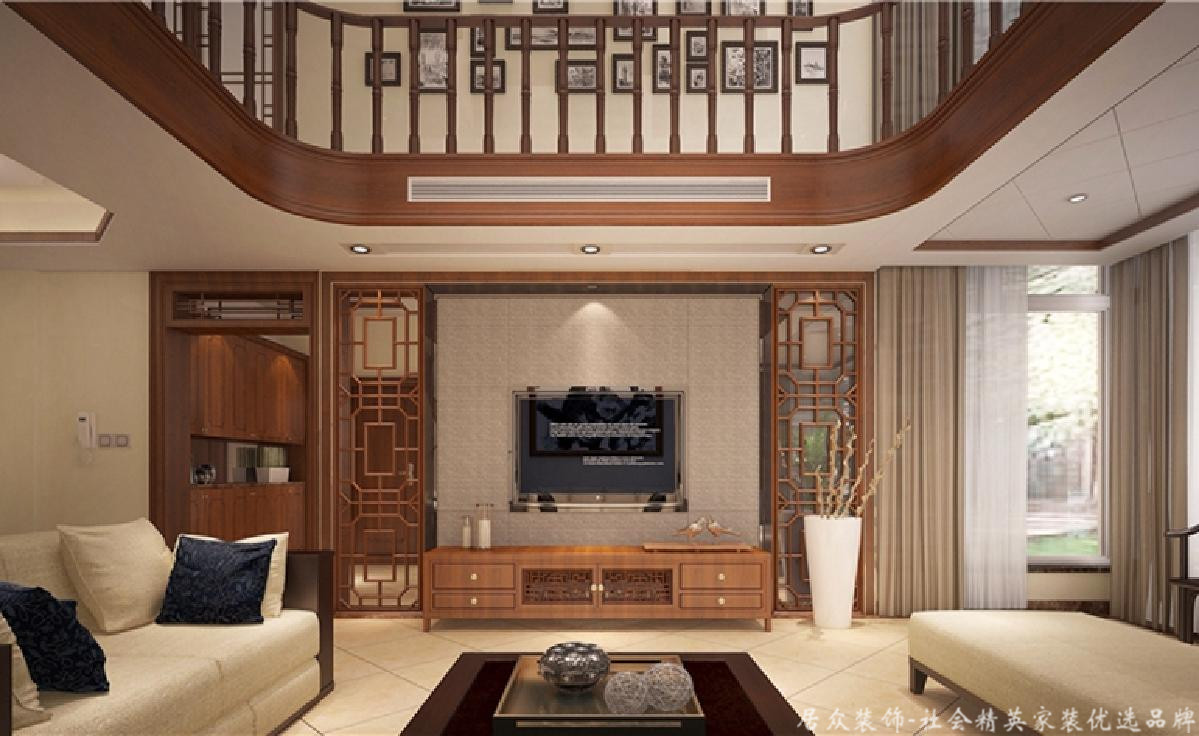 美式 优雅 四居 客厅图片来自居众装饰长沙分公司在第六都-美式风格-210㎡的分享