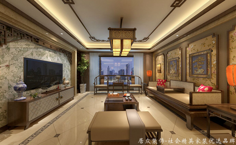 五居 中式 平层 客厅图片来自gqx9211300在恒大华府-中式五居平层的分享