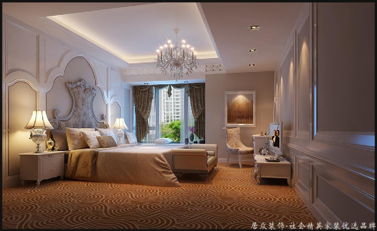 欧式 温馨 四居 卧室图片来自居众装饰长沙分公司在保利国际广场-欧式风格-210㎡的分享