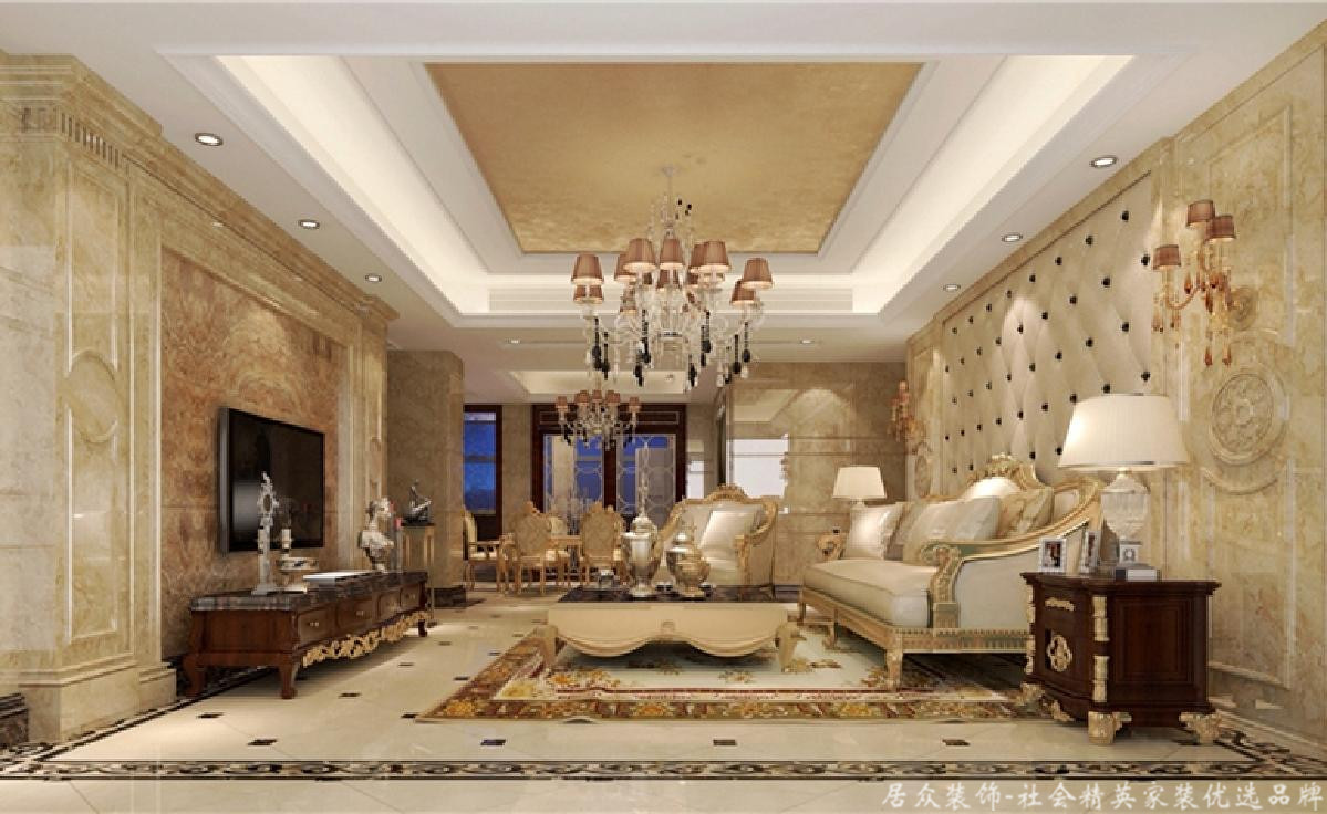 美式 尊贵 三居 客厅图片来自居众装饰长沙分公司在第六都-美式风格-172㎡的分享