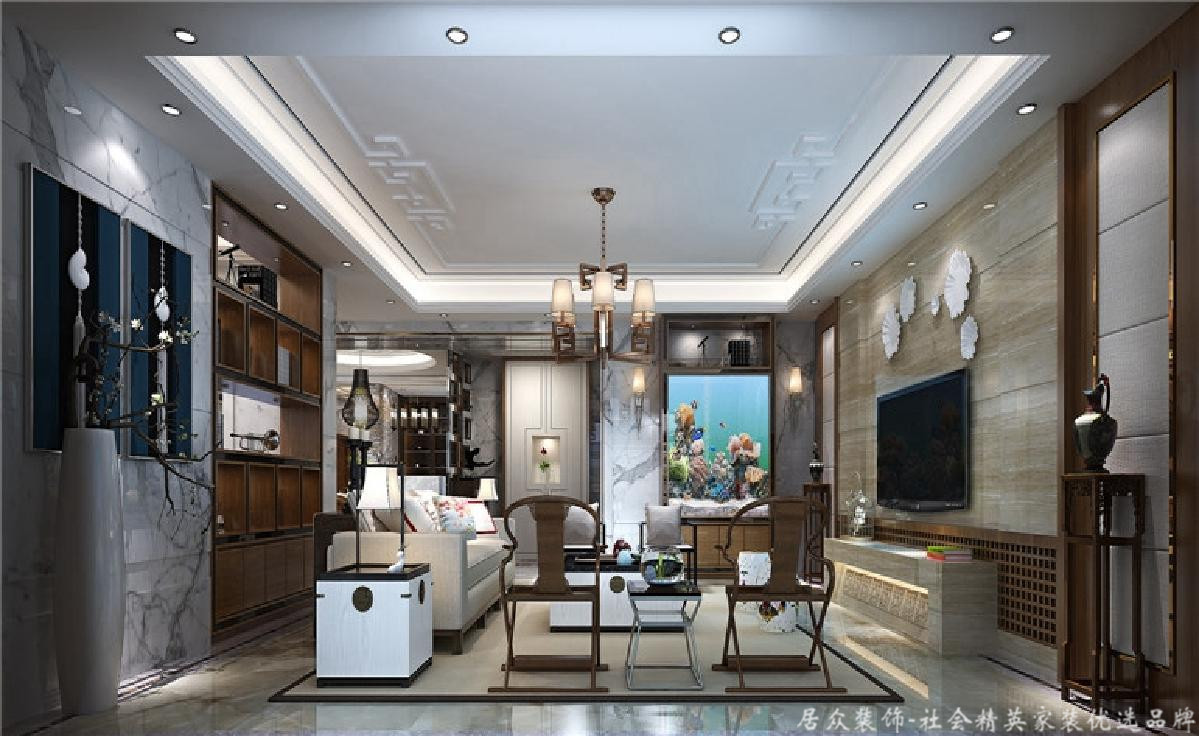 客厅图片来自居众装饰长沙分公司在第六都-中式-别墅的分享