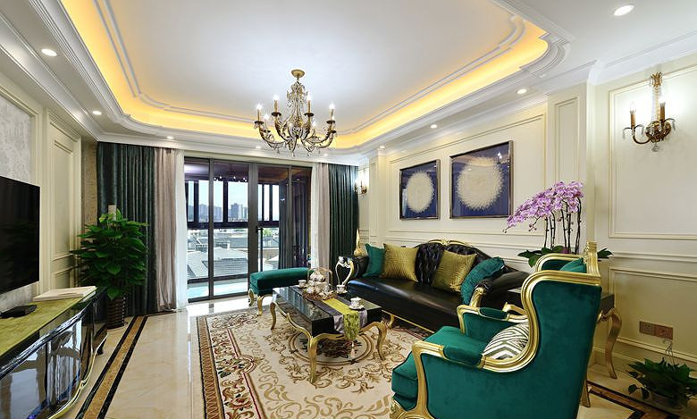 客厅图片来自家装大管家在高雅的人生 163平法式新古典3居的分享